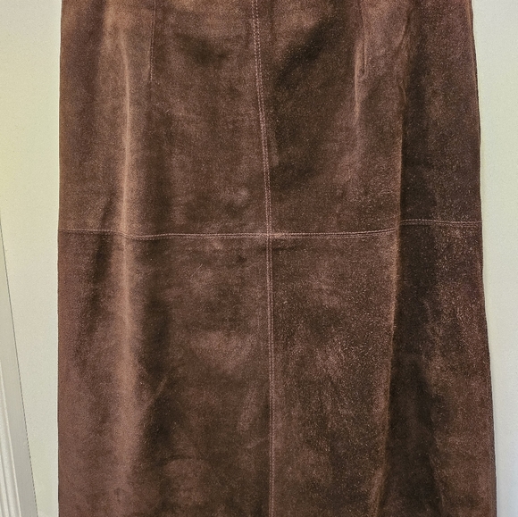 Brown genuine suede pencil skirt Size 10 - Picture 3 of 6